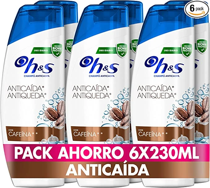 H&S Champú Anticaspa Y Anticaída con Cafeína 6 x 230 ml