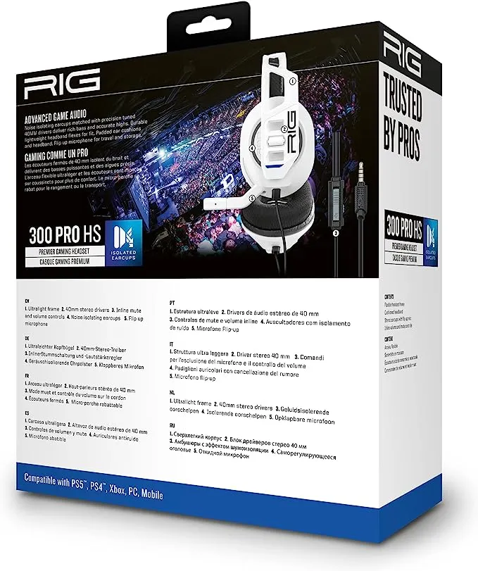 Nacon RIG Serie 300 PRO HS Auriculares Gaming PC, PS4 y PS5