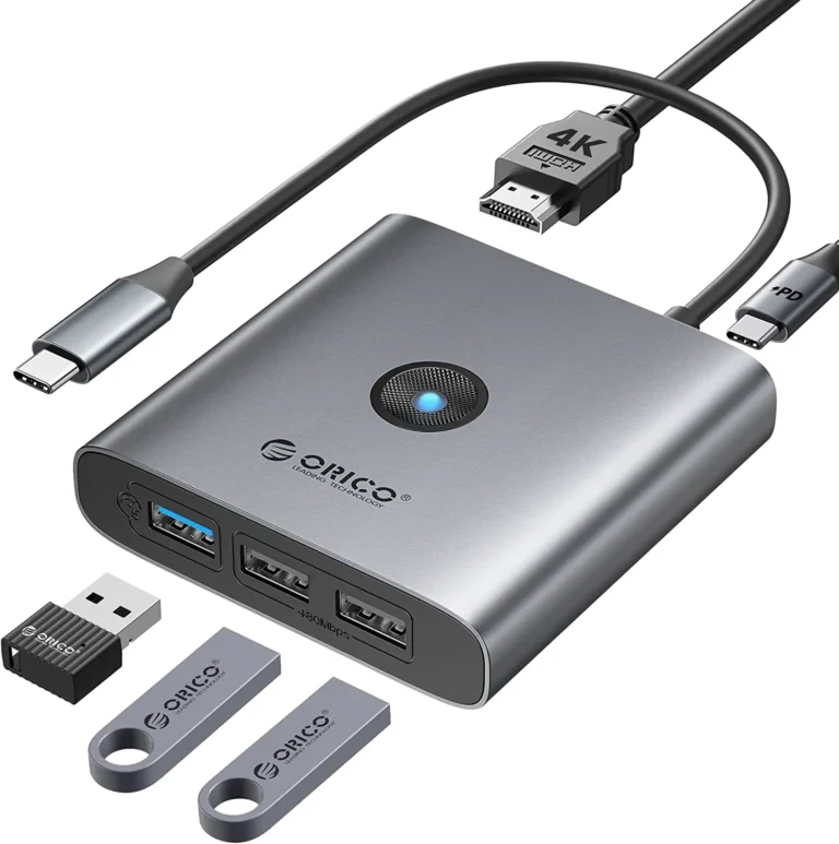 Orico Hub USB-C de 5 puertos (HDMI 4K@30Hz, 2 USB-A 2.0, 1 USB-A 3.0, PD 60W)