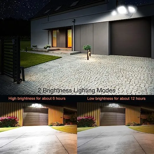 Luz Solar LED de Exterior con 3 Cabezales, 6500K, IP66, 2 Brillos, 270°