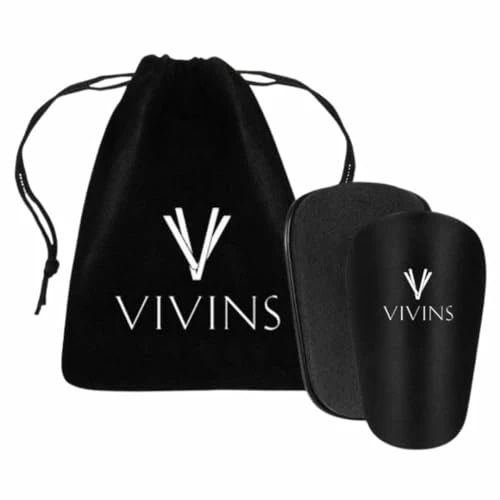 VIVINS Espinilleras de fútbol para Adultos y niños – Shin Guards Mini con Bolsa, 10x6cm, Color Negro