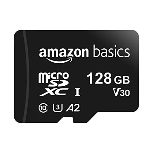 Amazon Basics – MicroSDXC, 128 gb, con Adaptador SD, A2, U3
