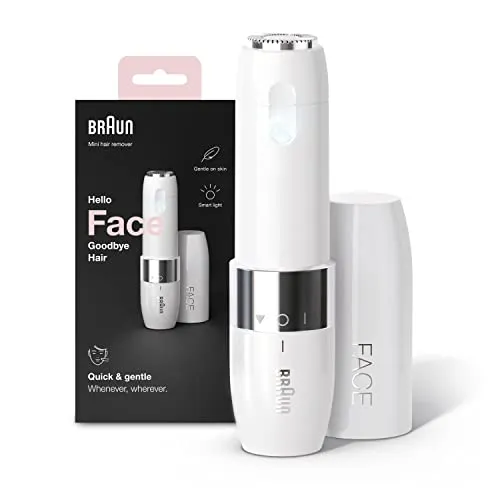 Braun Mini Depiladora Facial FS1000 para Mujer, con Luz Smartlight Incorporada, Depiladora Facial con Precisión, Labio Superior, Barbilla y Mejillas, Blanco