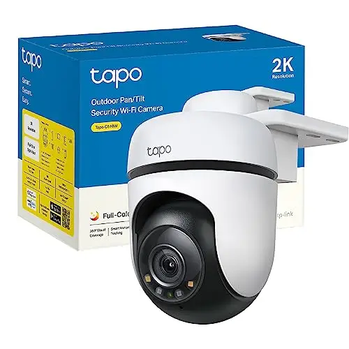 tapo C510W – Cámara de vigilancia Wi-FI para Exteriores de 360º, visión Nocturna a Todo Color de 2k (3MP), detección de Personas con IA, Seguimiento de Movimiento Inteligente, IP65