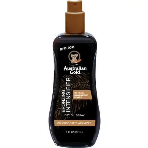 Australian Gold Intensifier Dry Acelerador del Bronceado, Sin crueldad animal, tono de piel medio, 237 Ml