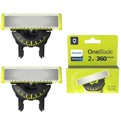 Philips OneBlade 360, Cuchillas de Repuesto Originales Para Recortador de Barba y Maquina de afeitar Hombrel, Compatible con todos los Philips OneBlade, Pack de 2 unidades, QP420/60