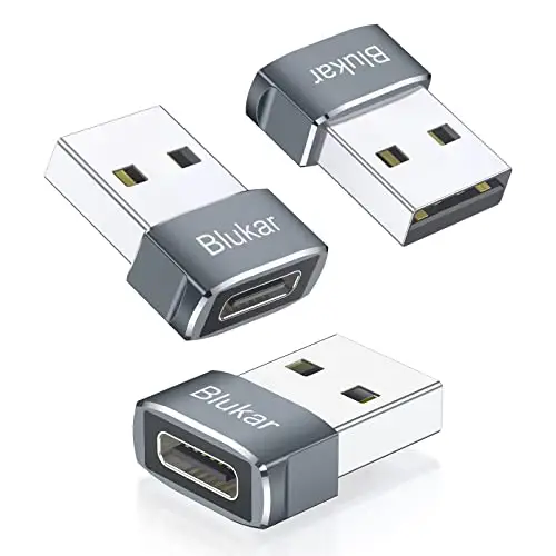Blukar Adaptador USB C Hembra a USB Macho, [3-Pack] Convertidor Tipo C a USB A para Carga rápida y sincronización de Datos, Ideal para iPhone 15/14/13, iPad Air 4/Pro