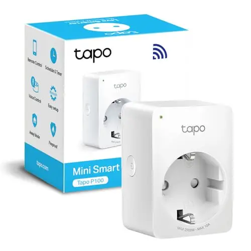 TP-Link TAPO P100 – Wi-Fi Mini Smart Plug, ideal para agendar ligar/desligar y economizar energía, si necesita HUB, compatible con Alexa y Google Home, cor branca