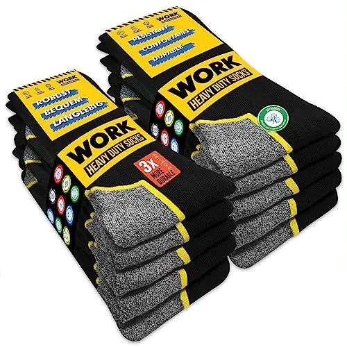 SOXCO 10 Pares Calcetines de Trabajo Hombre WORK Socks, 43-46