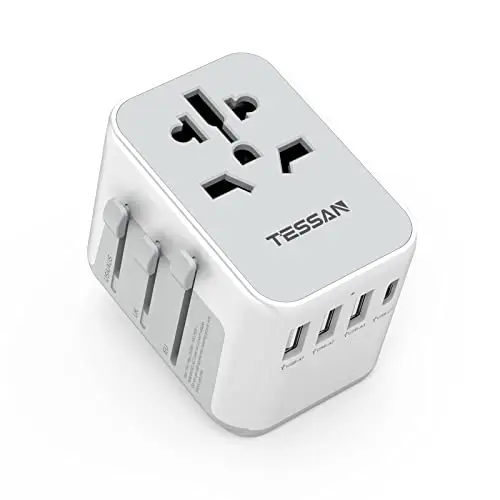 TESSAN Adaptador Enchufe Universal con 3USB y 1Tipo C