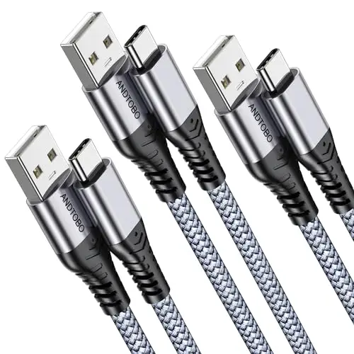 [3 Pack] USB C 3.1A cable de carga rápida, USB A a USB C cable de carga rápida, cable cargador tipo C para iPhone 15/15 Pro/15 Plus/15 Pro Max, Samsung S21 S22 S23 S23+ S23 Ultra S20 S10 S9 (1M)