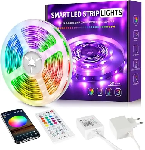 Tiras LED RGB Beaeet de 5 Metros con Control Remoto y App