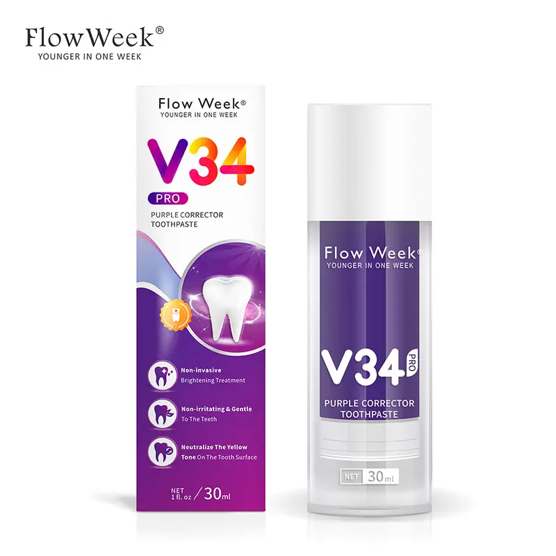 Pasta de Dientes Flowweek V34 Pro Purple para Blanqueamiento