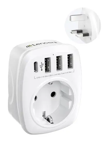 Adaptador LENCENT UK 5 en 1 con 3 USB y Tipo C