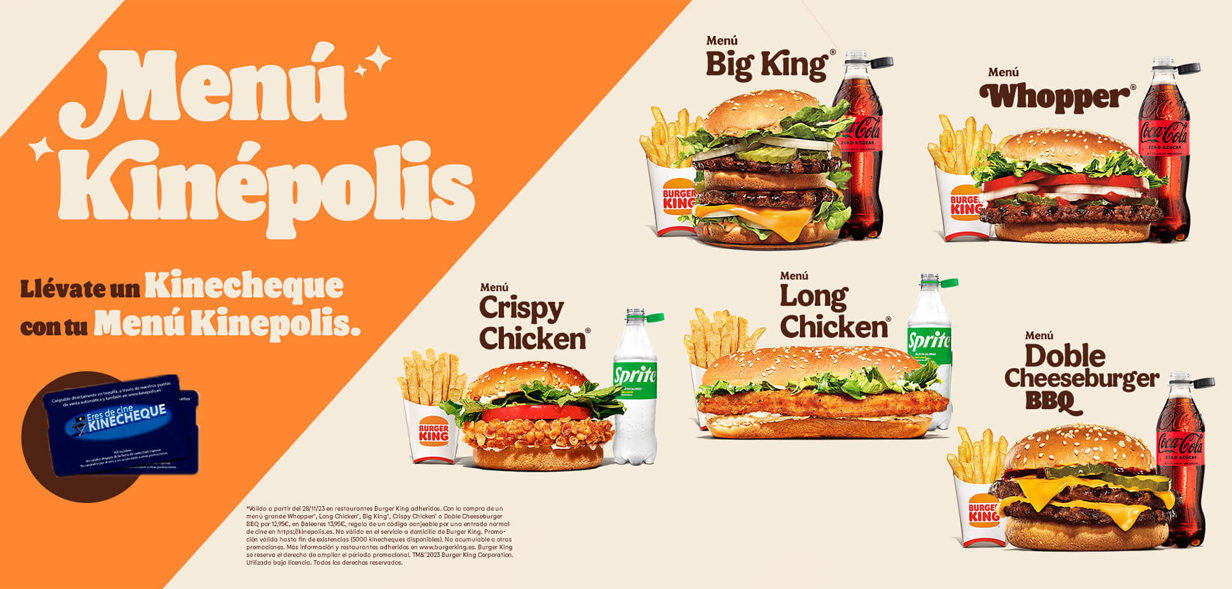 Entrada gratis para Cines Kinépolis con tu menú Burger King